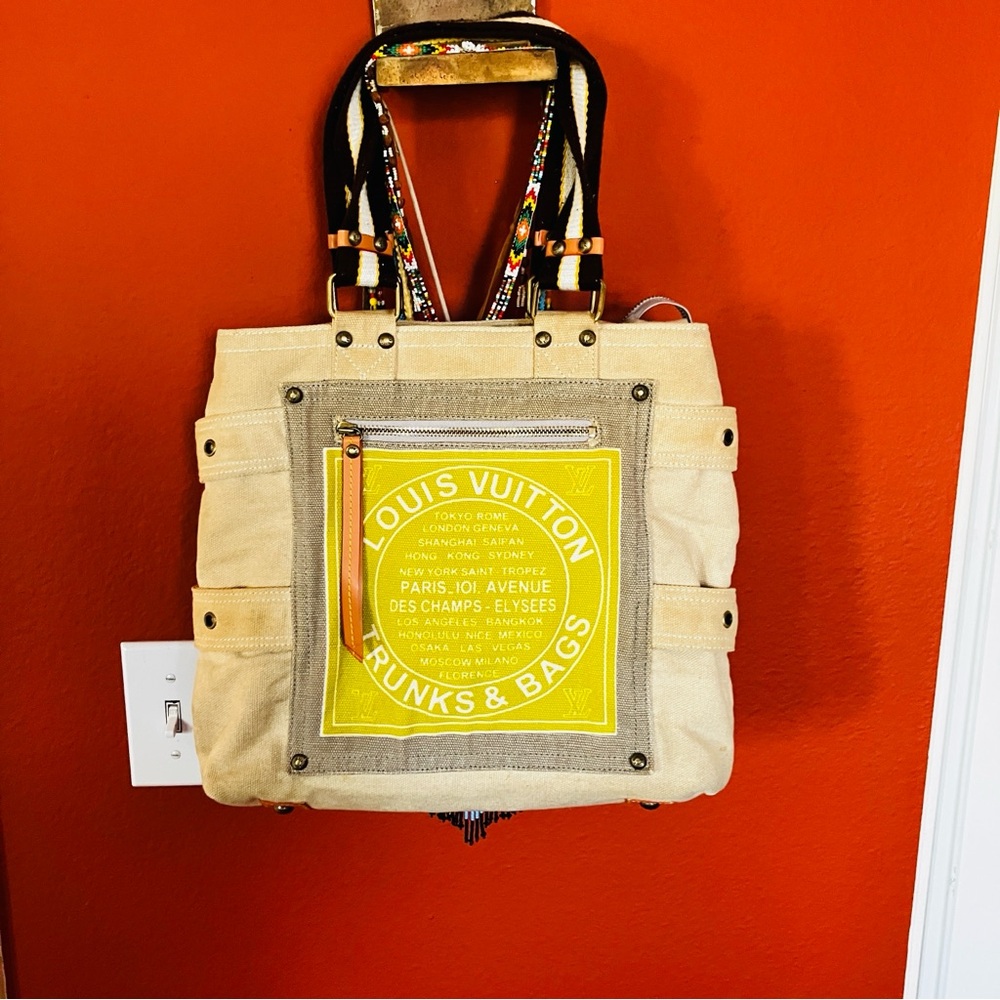 Louis Vuitton Beige and Yellow Canvas Tote